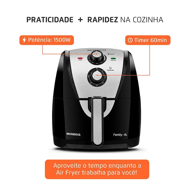 Fritadeira Elétrica Family 4l 1500w Preta - Mondial